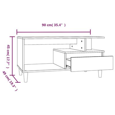 vidaXL barna tölgyszínű szerelt fa dohányzóasztal 90x49x45 cm