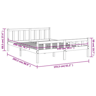 vidaXL viaszbarna tömör fenyőfa ágy matrac nélkül 150 x 200 cm