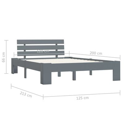 vidaXL szürke tömör fenyőfa ágykeret 120 x 200 cm