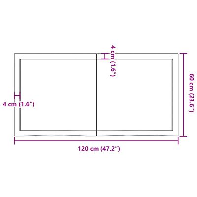 vidaXL világosbarna kezelt tömör tölgyfa asztallap 120x60x(2-4) cm