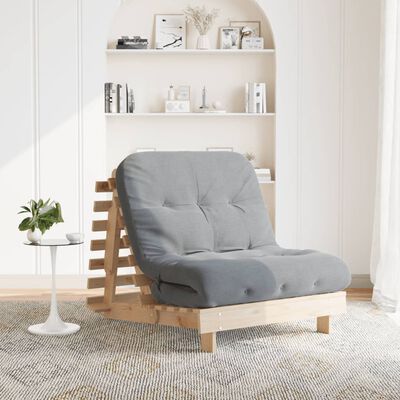 vidaXL tömör fenyőfa futon kanapéágy matraccal 80 x 206 x 11 cm