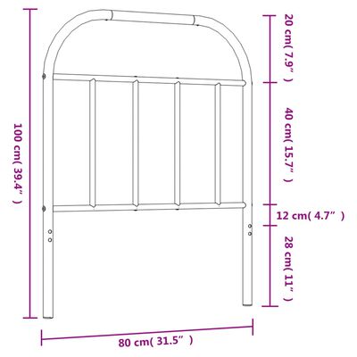 vidaXL fekete fém fejtámla 75 cm