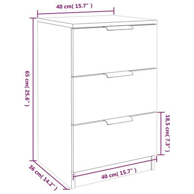 vidaXL 2 db fekete éjjeliszekrény 40 x 36 x 65 cm