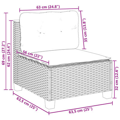 vidaXL 9 részes szürke polyrattan kerti ülőgarnitúra párnákkal