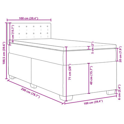 vidaXL cappuccino színű műbőr rugós ágy matraccal 100 x 200 cm