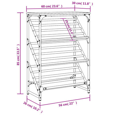 vidaXL füstös tölgy színű szerelt fa cipőtartó 60x30x85 cm