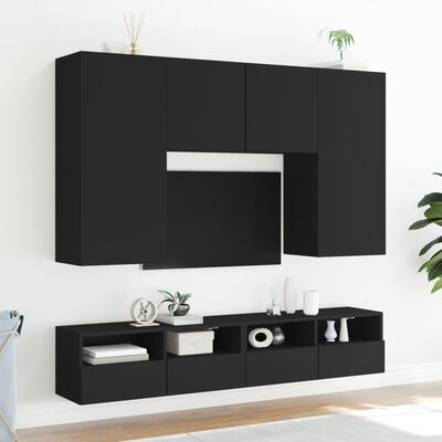 vidaXL 2 db fekete szerelt fa fali TV-szekrény 100 x 30 x 30 cm
