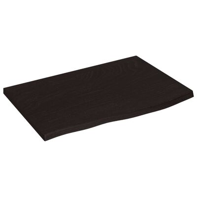 vidaXL sötétbarna kezelt tömör fa fürdőszobai pult 60x40x(2-4) cm