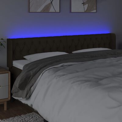 vidaXL sötétbarna szövet LED-es fejtámla 203 x 16 x 78/88 cm