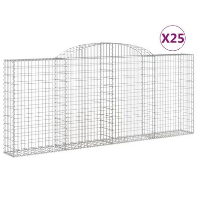 vidaXL 25 db íves horganyzott vas gabion kosár 300x30x120/140 cm