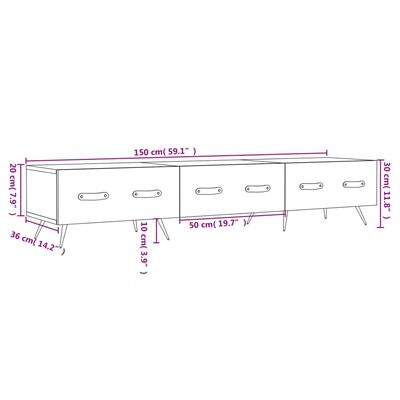 vidaXL fehér szerelt fa TV-szekrény 150 x 35 x 55 cm