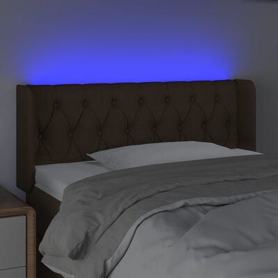 vidaXL sötétbarna szövet LED-es fejtámla 93 x 16 x 78/88 cm