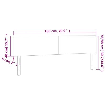 vidaXL világosszürke bársony LED-es fejtámla 180x5x78/88 cm