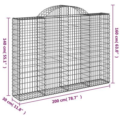 vidaXL 15 db íves horganyzott vas gabion kosár 200x30x140/160 cm