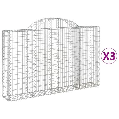 vidaXL 3 db íves horganyzott vas gabion kosár 200x30x120/140 cm