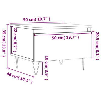 vidaXL fekete szerelt fa dohányzóasztal 50 x 46 x 35 cm