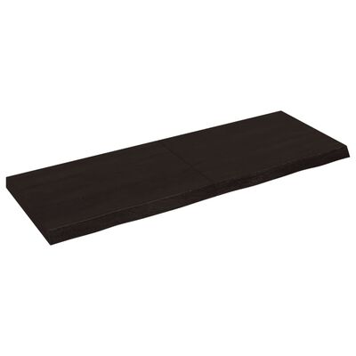 vidaXL sötétbarna kezelt tömör fa fürdőszobai pult 140x50x(2-6) cm