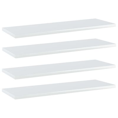 vidaXL 4 db magasfényű fehér szerelt fa könyvespolc 60 x 20 x 1,5 cm