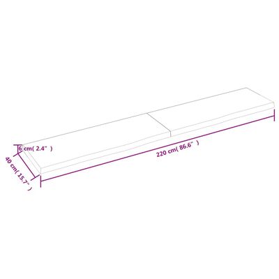 vidaXL sötétbarna kezelt tömör tölgyfa asztallap 220x40x(2-6) cm