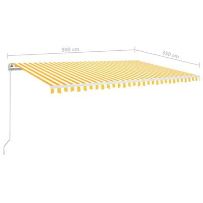 vidaXL sárga-fehér szélérzékelős és LED-es napellenző 500 x 350 cm