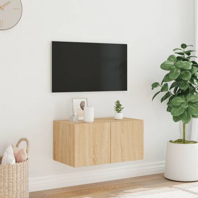 vidaXL sonoma tölgy színű fali TV-szekrény LED-ekkel 60x35x31 cm