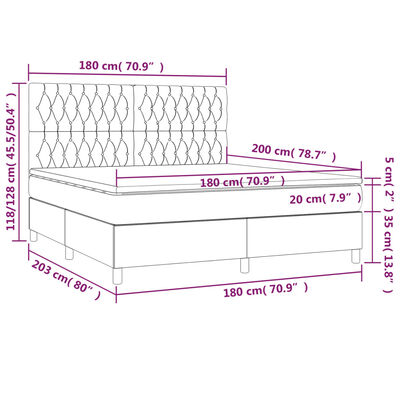 vidaXL sötétszürke bársony rugós ágy matraccal 180x200 cm