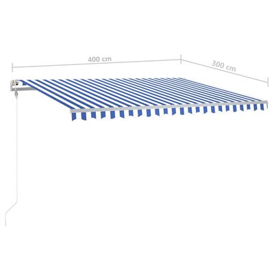 vidaXL kék és fehér kézzel kihúzható LED-es napellenző 4x3 m