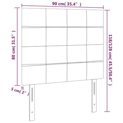 vidaXL világosszürke bársony LED-es fejtámla 90x5x118/128 cm