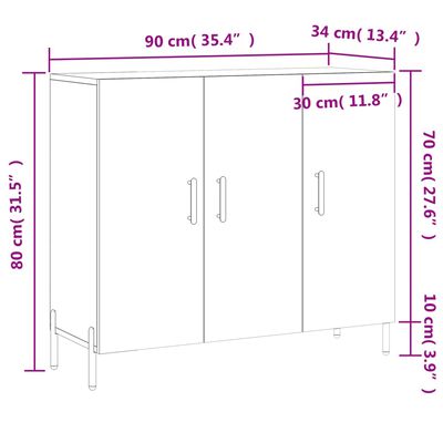 vidaXL füstös tölgy színű szerelt fa tálalószekrény 90 x 34 x 80 cm