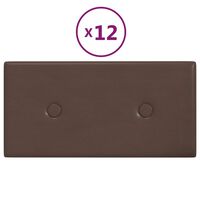 vidaXL 12 db barna műbőr fali panel 30 x 15 cm 0,54 m²