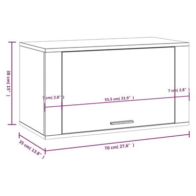 vidaXL füstös tölgyszínű tömör fenyőfa fali cipőszekrény 70x35x38 cm