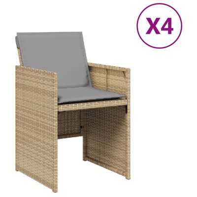 vidaXL 4 db vegyes bézs polyrattan kerti szék párnával