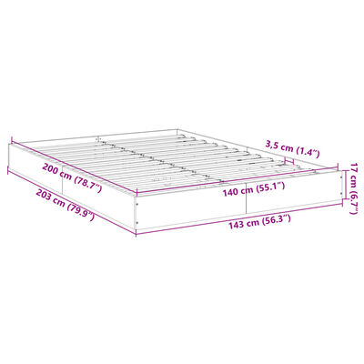 vidaXL füstös tölgy színű szerelt fa ágykeret matrac nélkül 140x200 cm