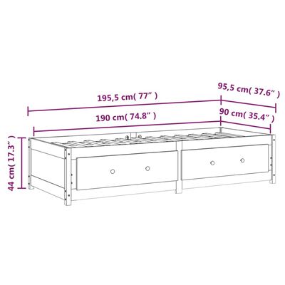 vidaXL szürke tömör fenyőfa kanapéágy 90 x 190 cm (Single)