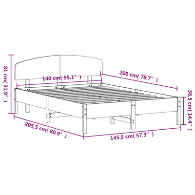 vidaXL fehér tömör fenyőfa ágy matrac nélkül 140 x 200 cm