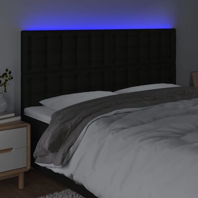 vidaXL fekete szövet LED-es fejtámla 160x5x118/128 cm