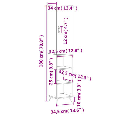 vidaXL sonoma tölgy szerelt fa magasszekrény 34,5x34x180 cm