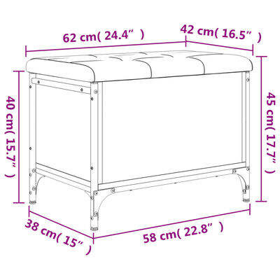 vidaXL szürke sonoma színű szerelt fa tárolópad 62 x 42 x 45 cm