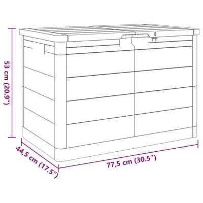 vidaXL antracitszürke polipropilén kültéri párnatartó 77,5x44,5x53 cm