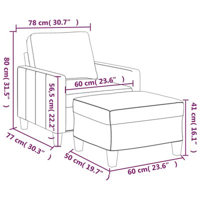 vidaXL kávészínű műbőr kanapéfotel lábtartóval 60 cm