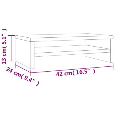 vidaXL barna tölgy színű szerelt fa monitorállvány 42x24x13 cm