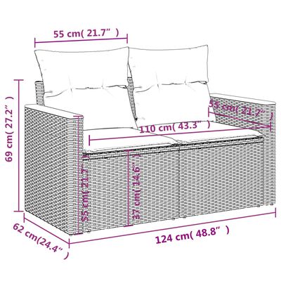 vidaXL 11 részes szürke polyrattan kerti ülőgarnitúra párnákkal