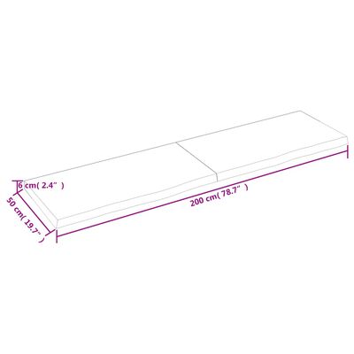 vidaXL sötétbarna kezelt tömör fa fürdőszobai pult 200x50x(2-6) cm