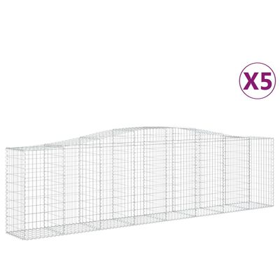 vidaXL 5 db íves horganyzott vas gabion kosár 400x50x100/120 cm