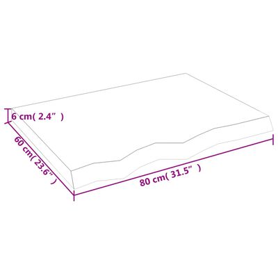 vidaXL világosbarna kezelt tömör tölgyfa asztallap 80x60x(2-6) cm