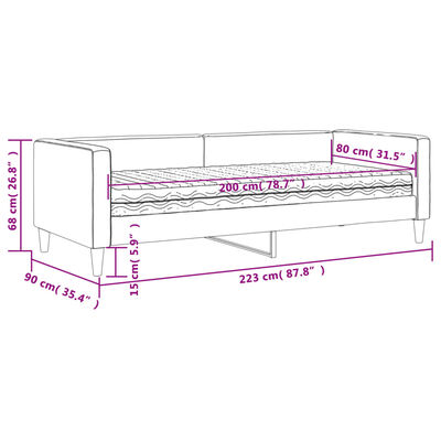 vidaXL sötétszürke szövet kanapéágy matraccal 80 x 200 cm