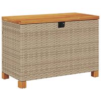 vidaXL bézs polyrattan és akácfa kerti tárolóláda 80 x 40 x 48 cm