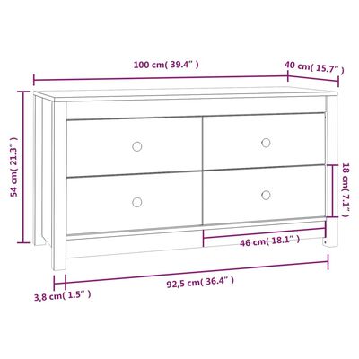 vidaXL mézbarna tömör fenyőfa kisszekrény 100x40x54 cm