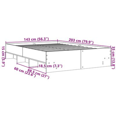 vidaXL sonoma tölgy színű szerelt fa ágykeret matrac nélkül 140x200 cm