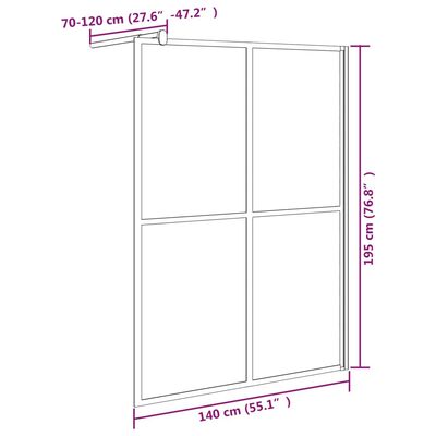 vidaXL sötét edzett üveg zuhanyfal küszöb nélküli zuhanyhoz 140x195 cm